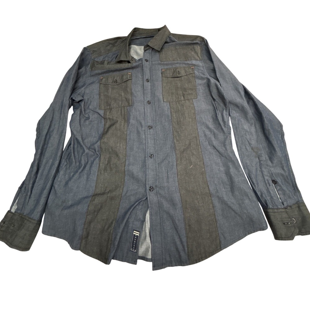 Sean John‎ shirt Men's size 2XL blue/black button-down long-sleeve